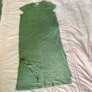 Olive Green Midi Dress Cap Sleeve Slits Jessica Simpson Size Medium